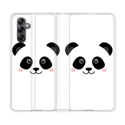 Housse Cuir Portefeuille Pour Samsung Galaxy A16 5G Animal Panda Blanc