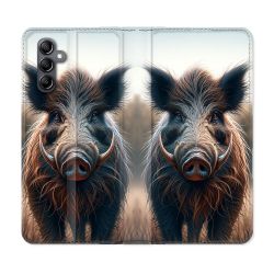 Housse Cuir Portefeuille Pour Samsung Galaxy A16 5G Chasse Sanglier Attaque