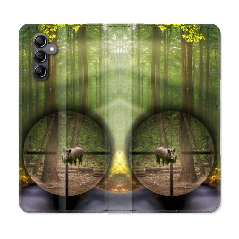 Housse Cuir Portefeuille Pour Samsung Galaxy A16 5G Chasse Sanglier Viseur