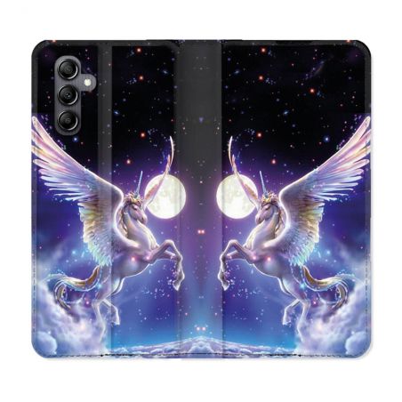 Housse Cuir Portefeuille Pour Samsung Galaxy A16 5G Fantastique Licorne Céleste