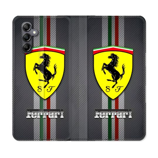 Housse Cuir Portefeuille Pour Samsung Galaxy A16 5G Ferrari Carbone