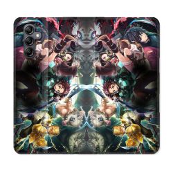 Housse Cuir Portefeuille Pour Samsung Galaxy A16 5G Manga Demon Slayer Groupe