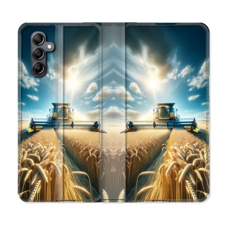 Housse Cuir Portefeuille Pour Samsung Galaxy S24 FE Agriculture Moissonneuse Blé