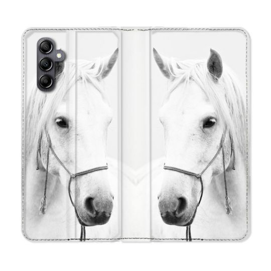 Housse Cuir Portefeuille Pour Samsung Galaxy S24 FE Animal Cheval Cristal