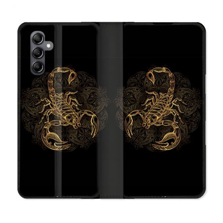 Housse Cuir Portefeuille Pour Samsung Galaxy S24 FE Animal Scorpion Fresque