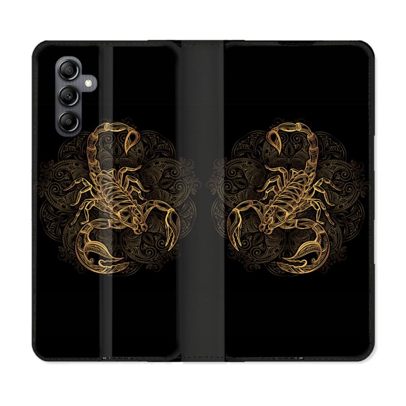 Housse Cuir Portefeuille Pour Samsung Galaxy S24 FE Animal Scorpion Fresque