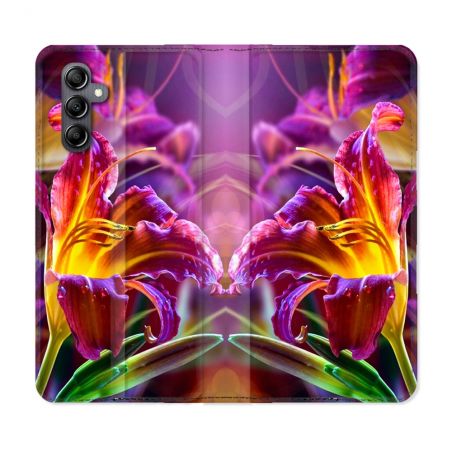 Housse Cuir Portefeuille Pour Samsung Galaxy S24 FE Fleur Lys Color
