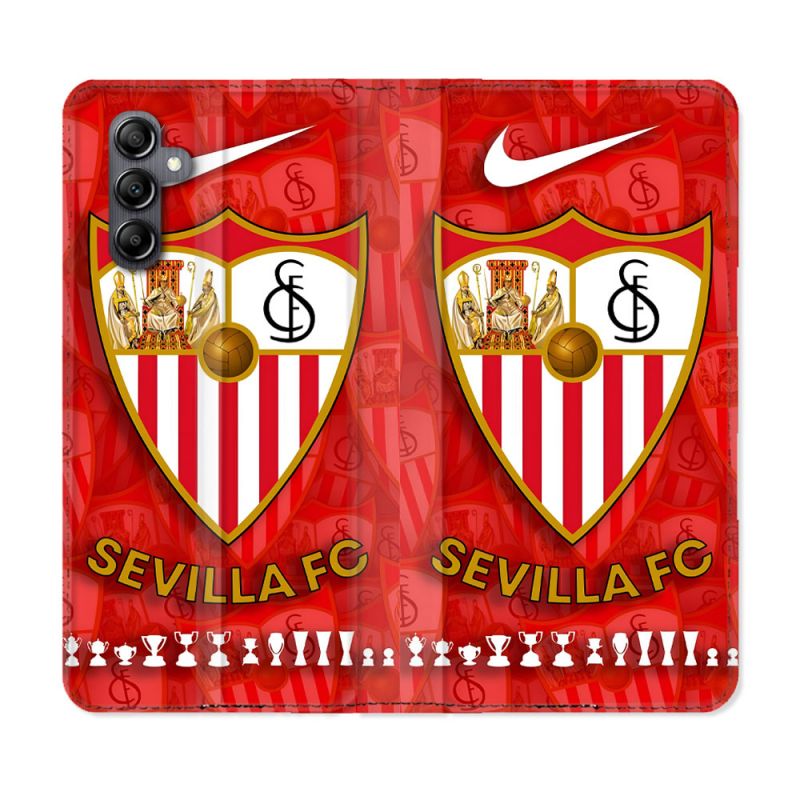 Housse Cuir Portefeuille Pour Samsung Galaxy S24 FE Foot FC Sevilla