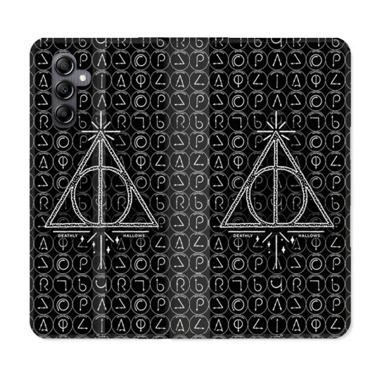 Housse Cuir Portefeuille Pour Samsung Galaxy S24 FE Harry Potter Hollows Triangle Noir