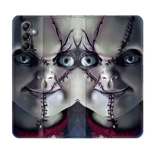 Housse Cuir Portefeuille Pour Samsung Galaxy S24 FE Horreur Chucky Cicatrice