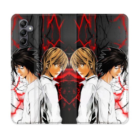 Housse Cuir Portefeuille Pour Samsung Galaxy S24 FE Manga Death Note Duo