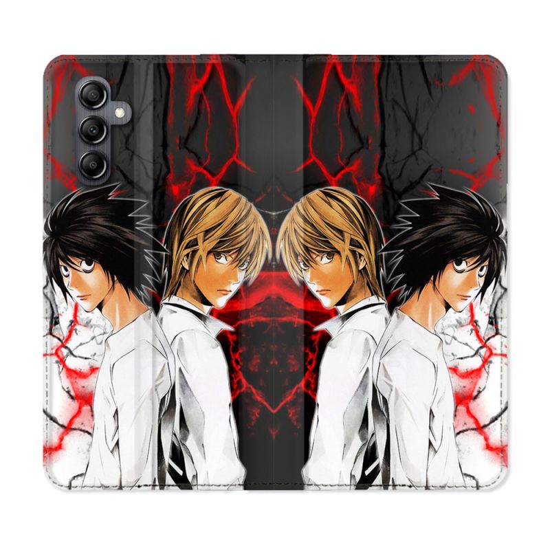 Housse Cuir Portefeuille Pour Samsung Galaxy S24 FE Manga Death Note Duo