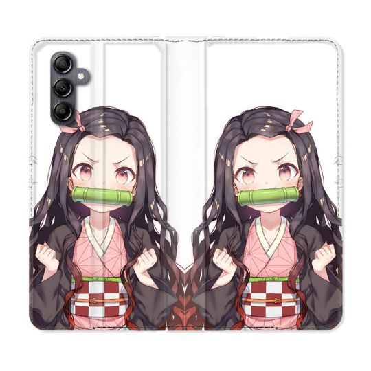 Housse Cuir Portefeuille Pour Samsung Galaxy S24 FE Manga Demon Slayer Nezuko
