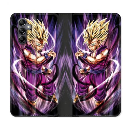 Housse Cuir Portefeuille Pour Samsung Galaxy S24 FE Manga Dragon Ball Sangohan Violet