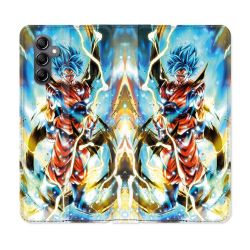 Housse Cuir Portefeuille Pour Samsung Galaxy S24 FE Manga Dragon Ball Sangoku Blanc