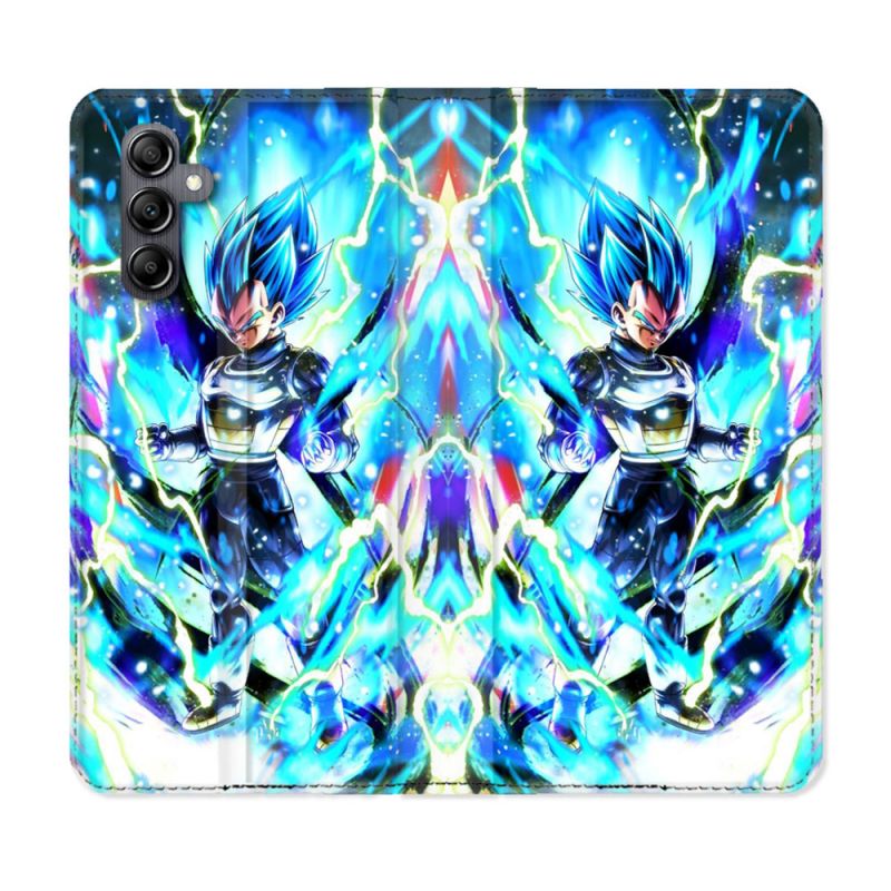 Housse Cuir Portefeuille Pour Samsung Galaxy S24 FE Manga Dragon Ball Vegeta Bleu
