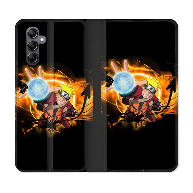 Housse Cuir Portefeuille Pour Samsung Galaxy S24 FE Manga Naruto Noir