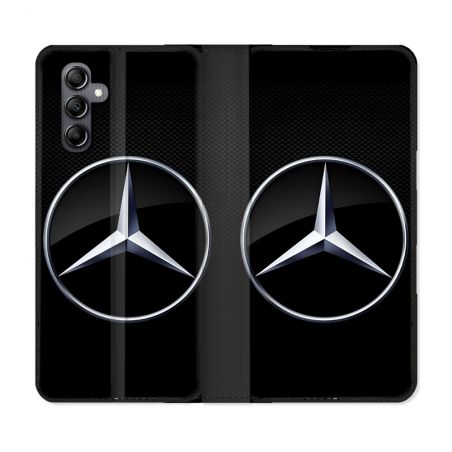Housse Cuir Portefeuille Pour Samsung Galaxy S24 FE Mercedes Carbone