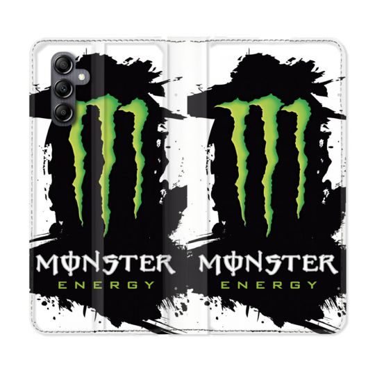 Housse Cuir Portefeuille Pour Samsung Galaxy S24 FE Monster Energy Tache