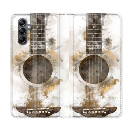 Housse Cuir Portefeuille Pour Samsung Galaxy S24 FE Musique Guitare Tag