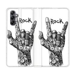 Housse Cuir Portefeuille Pour Samsung Galaxy S24 FE Musique Rock Main