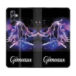 Housse Cuir Portefeuille Pour Samsung Galaxy S24 FE Signe Zodiaque 2 Gémeaux