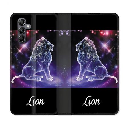 Housse Cuir Portefeuille Pour Samsung Galaxy S24 FE Signe Zodiaque 2 Lion