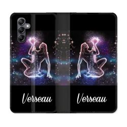 Housse Cuir Portefeuille Pour Samsung Galaxy S24 FE Signe Zodiaque 2 Verseau