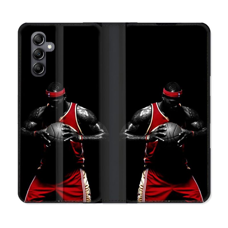 Housse Cuir Portefeuille Pour Samsung Galaxy S24 FE Sport Basketeur