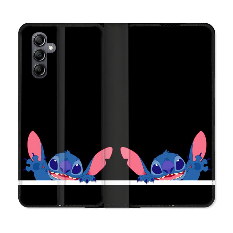 Housse Cuir Portefeuille Pour Samsung Galaxy S24 FE Stitch Noir