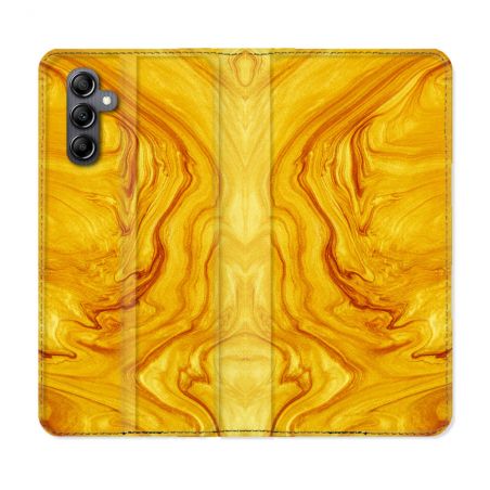 Housse Cuir Portefeuille Pour Samsung Galaxy S24 FE Texture Marbre Jaune