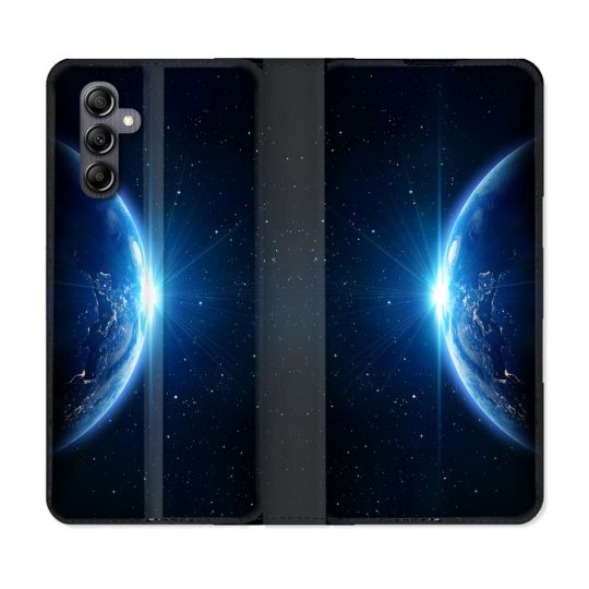 Housse Cuir Portefeuille Pour Samsung Galaxy S24 FE Univers Planete Terre