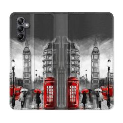 Housse Cuir Portefeuille Pour Samsung Galaxy S24 FE Voyage Angleterre Londres Vintage