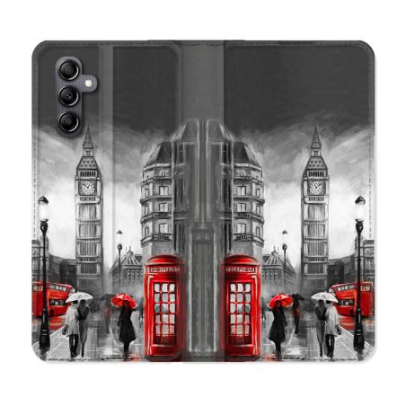 Housse Cuir Portefeuille Pour Samsung Galaxy S24 FE Voyage Angleterre Londres Vintage