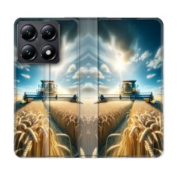 Housse Cuir Portefeuille Pour Xiaomi 14T Agriculture Moissonneuse Blé