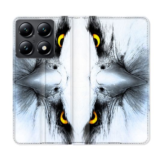 Housse Cuir Portefeuille Pour Xiaomi 14T Animal Aigle Royal Blanc
