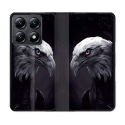 Housse Cuir Portefeuille Pour Xiaomi 14T Animal Aigle Royal Noir