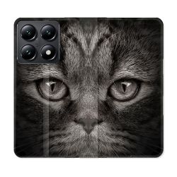 Housse Cuir Portefeuille Pour Xiaomi 14T Animal Chat Gris