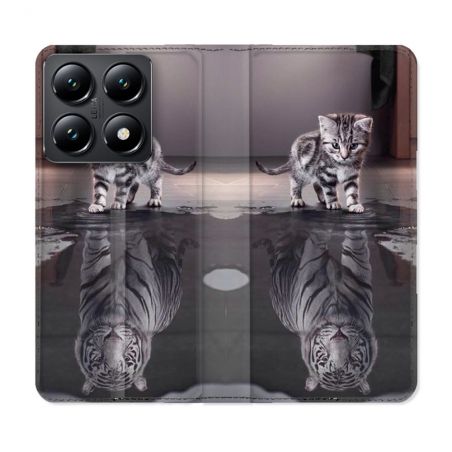 Housse Cuir Portefeuille Pour Xiaomi 14T Animal Chat Reflet