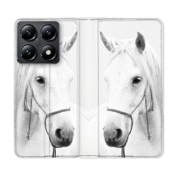 Housse Cuir Portefeuille Pour Xiaomi 14T Animal Cheval Cristal