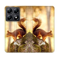Housse Cuir Portefeuille Pour Xiaomi 14T Animal Ecureuil Bois