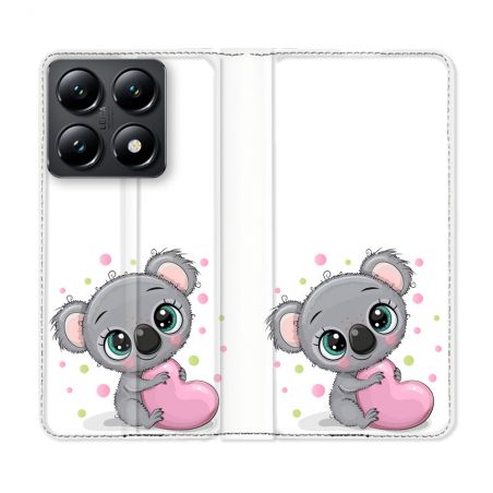 Housse Cuir Portefeuille Pour Xiaomi 14T Animal Koala Coeur