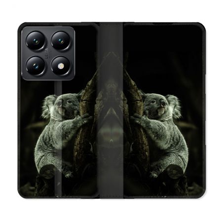 Housse Cuir Portefeuille Pour Xiaomi 14T Animal Koala Noir