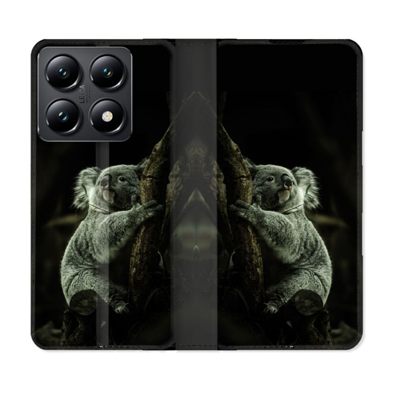 Housse Cuir Portefeuille Pour Xiaomi 14T Animal Koala Noir