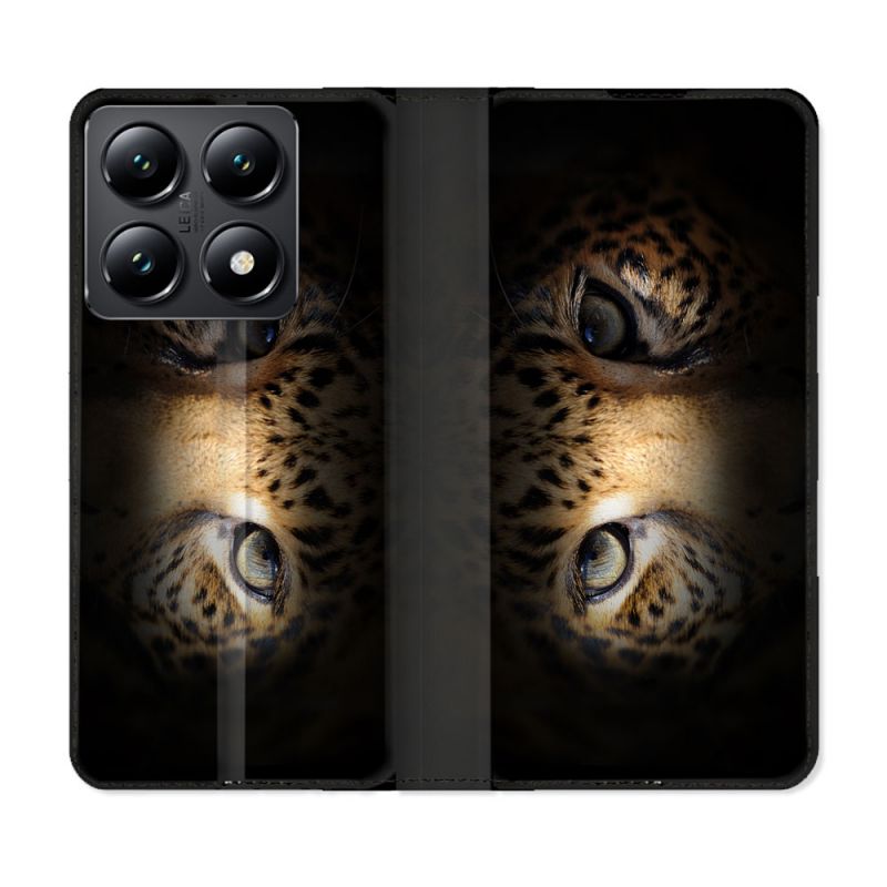 Housse Cuir Portefeuille Pour Xiaomi 14T Animal Leopard Yeux