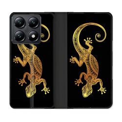 Housse Cuir Portefeuille Pour Xiaomi 14T Animal Lezard Noir