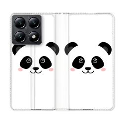 Housse Cuir Portefeuille Pour Xiaomi 14T Animal Panda Blanc
