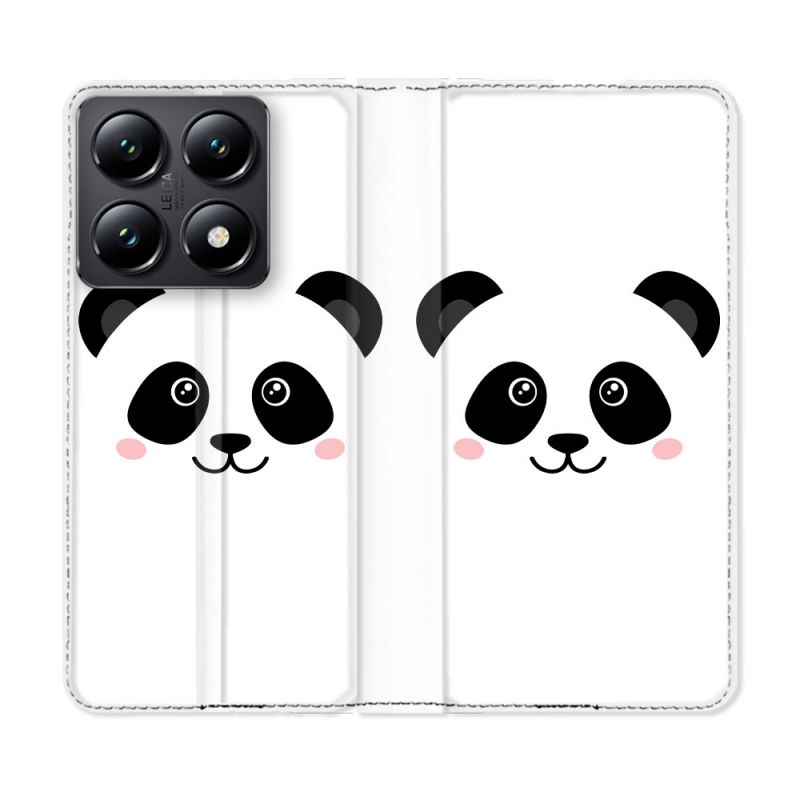 Housse Cuir Portefeuille Pour Xiaomi 14T Animal Panda Blanc