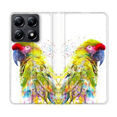 Housse Cuir Portefeuille Pour Xiaomi 14T Animal Perroquet Jaune