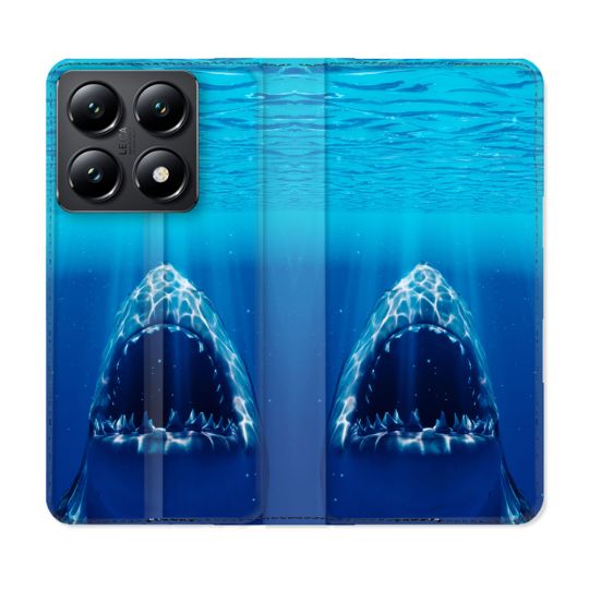 Housse Cuir Portefeuille Pour Xiaomi 14T Animal Requin Dent